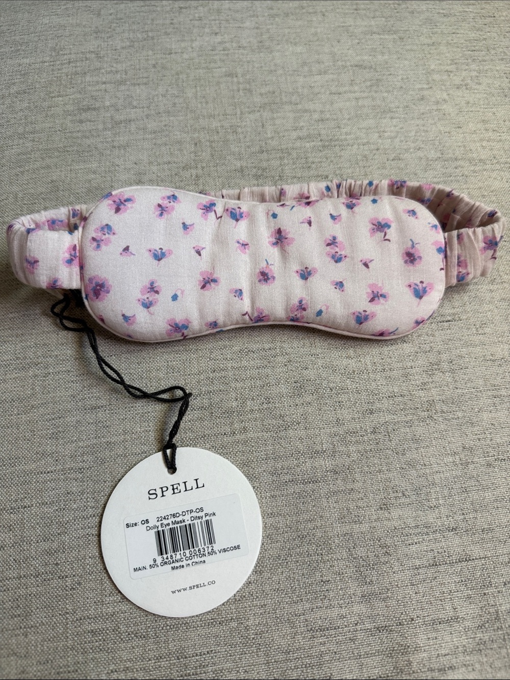 Spell Pink Floral Sleep Mask with Elastic Strap
